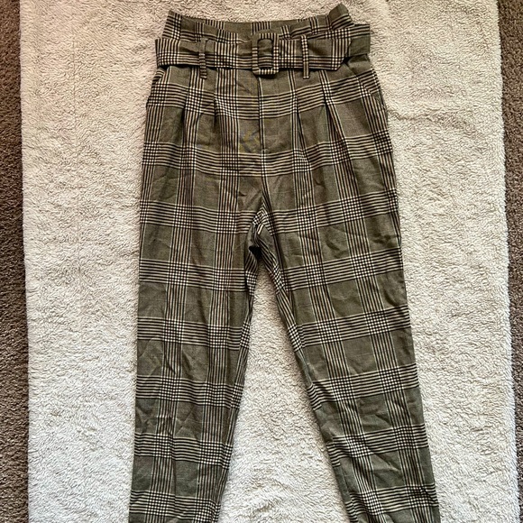 Wild Fable Khaki Pleated Plaid Trousers - Picture 2 of 12